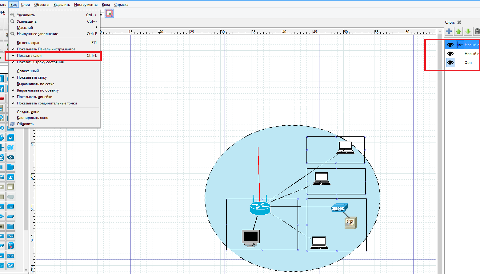 Топология шина в visio